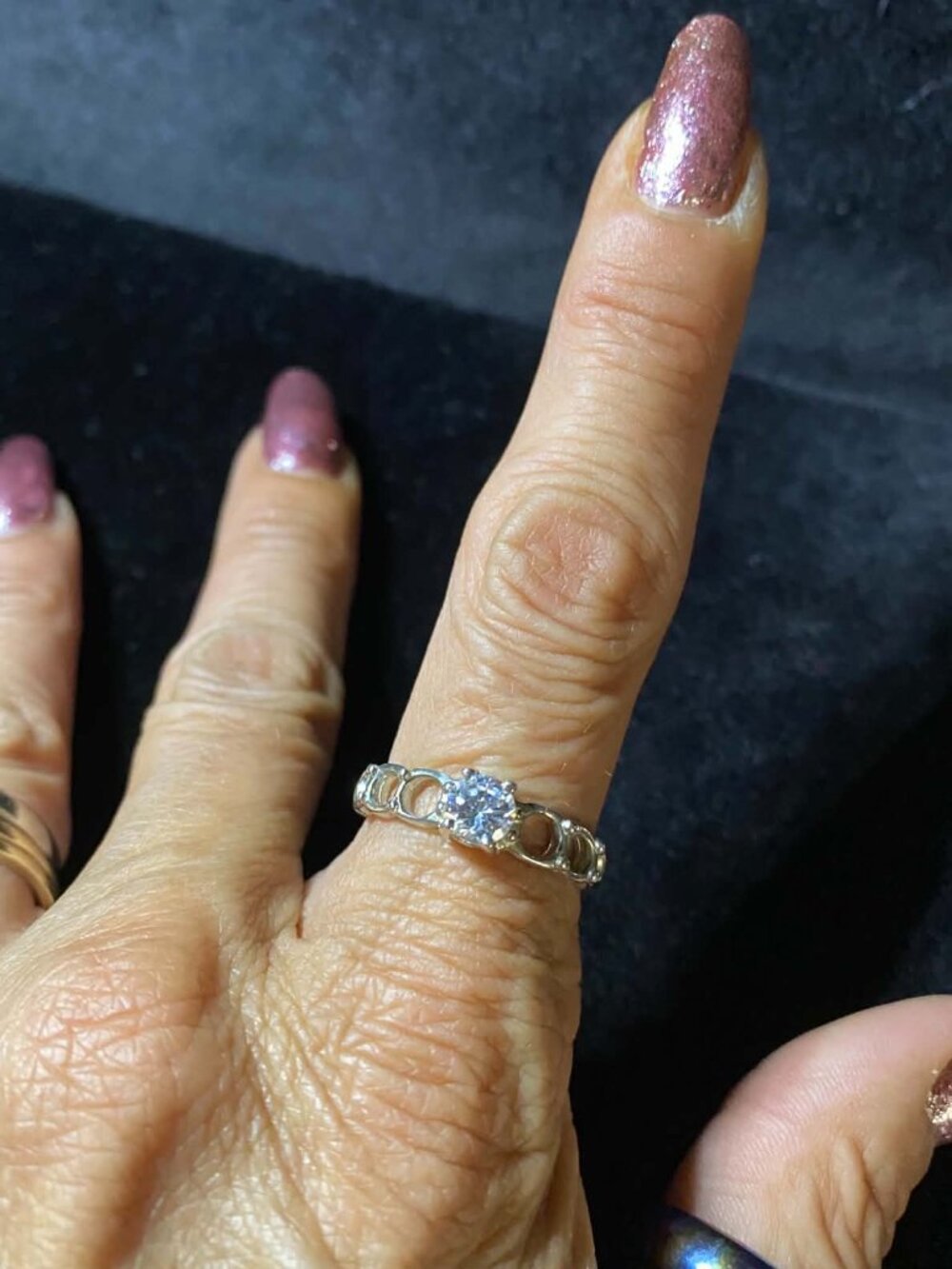 .925 Sterling Silver Round Cubic Zirconia Engagement Promise Ring